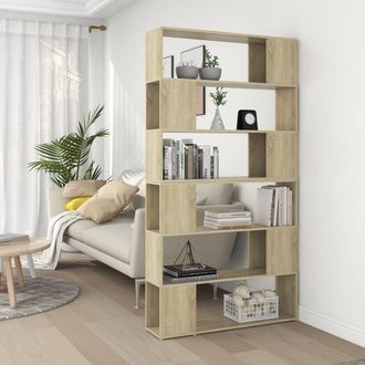 Berkfield Home Book Cabinet Room Divider Sonoma Oak 100x24x188 cm in Brown | Size: 100 x 24 x 188 cm