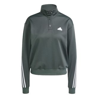 adidas Womens Iconic Wrapping 3-Stripes Snap Track Jacket - Grey - Size X-Large