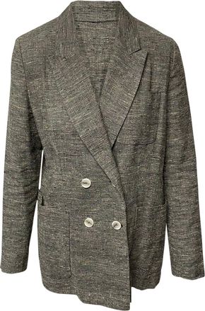 Isabel Marant Isabel Marant Pre-owned Womens Kelis Double-breasted Donegal Jacket In Grey Silk - Size X-Small