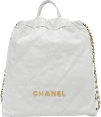Chanel Pre-owned 22 Line Calf Rugzak - Dames - Vintage Rugzakken - Wit - ONE Size - Leer - Vintage