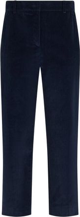 Max Mara Marruca Fluwelen Broek - Dames - Straight fit broeken - Blauw - XS - Katoen - Broeken
