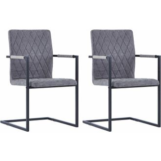 vidaXL Sedie da Pranzo a Sbalzo 2 pz Grigio Scuro in Similpelle Vidaxl