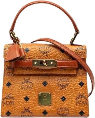 MCM Pre-owned Handbags, female, Brown, Size: ONE SIZE Pre-owned Visetos Leather 2way Handbag