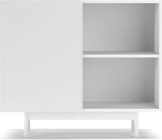 HERDASA Aparador Bajo En Melamina, Colecci&oacute;n Printed (601-2), Con 1 Puerta, En Blanco