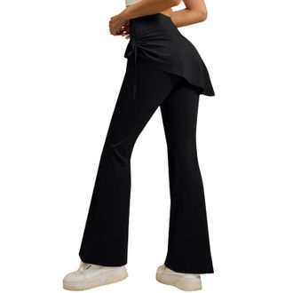 Generic Women Tennis Skirted Leggings Athletic Pleated Skirts with Leggings Workout Active Skort Pants Running Yoga Pants (Black, S)