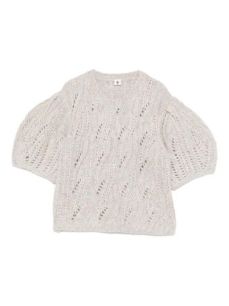 The Garment open-knit puff-sleeve top - 619 TAUTE MELANGE