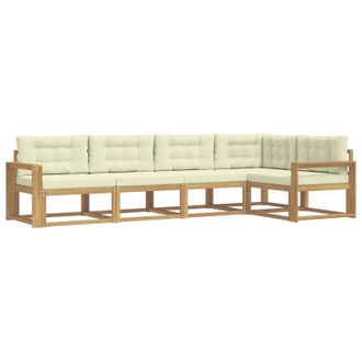 vidaXL Conjunto De Sof&aacute;s De Exterior 4 Pcs Blanco Y Crema Poli&eacute;ster Vidaxl