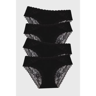 Stripe and Stare Eco Lace Original Knicker Four Pack in Black at Nordstrom, Size X-Small Uk
