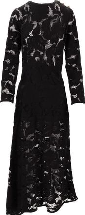 Patou Black Floral Lace Pattern Maxi Dress