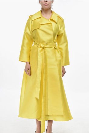 Super Blond Satin-Blend Silk Wrap Trench Coat LANVIN size 40