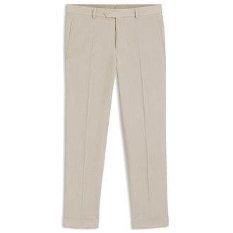 BOSS Tapered-fit trousers in wool-blend seersucker