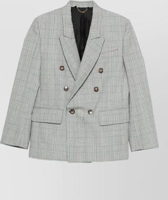Victoria Beckham wool check double breasted tailored jacket