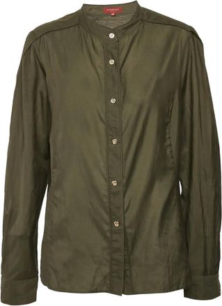 Burberry Katoenen-zijden blouse met knopen - Groen