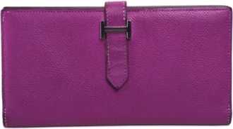 Herm&egrave;s Tweedehands leren portemonnees - Dames - Vintage Accessoires - Paars - ONE Size - Leer - Vintage
