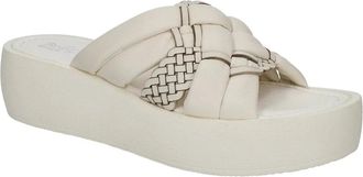 Bella Vita Womens Bella Vita Ned-Italy Sandals Ivory Leather Wedge Heel Slip-On HAWK1561