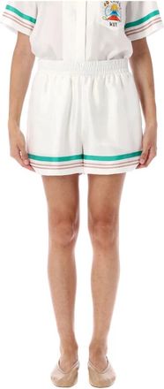 Casablanca Korte Broeken, Dames, Wit, S, Witte Zijden Bermuda Shorts Casa Way