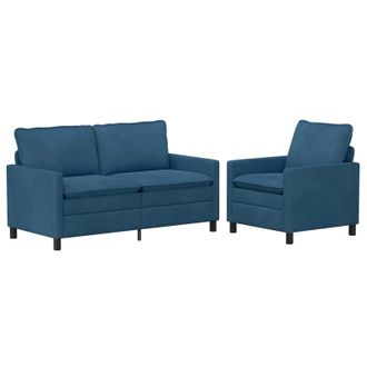 vidaXL Juego De Sof&aacute; 2 Uds. Azul Terciopelo Vidaxl
