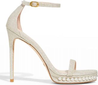 Stuart Weitzman Womens Nudistdisco Platform Sandals In Platino Gold