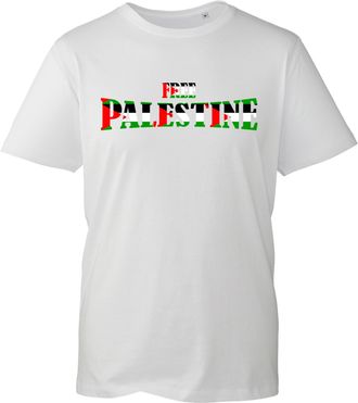 Generic Free Palestine T-Shirt - Bold Flag Design - Pro Justice Activist Tee - Unisex Solidarity Shirt (White, M Years)