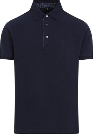 Etro Dark Blue Cotton Roma Printed Details Polo-Uomo