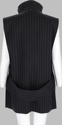 Sportmax Pinstriped Virgin Wool Sleeveless Jacket - Black