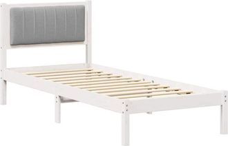 vidaXL Bed Frame with Upholstered Headboard Light Grey 75 x 190 cm vidaXL