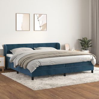 vidaXL Vidaxl - Cama Box Spring Con Colch&oacute;n Terciopelo Azul Oscuro 200x200 Cm