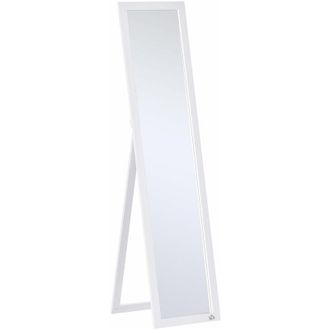 HOMCOM Espejo de Pie Cuerpo Entero Espejo de Pared Rectangular con 2 Formas de Uso Moderno para Pasillo Dormitorio Sala de Estar 37x37x154 cm Blanco