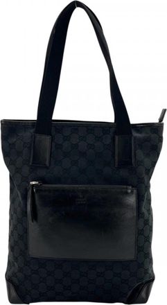 Gucci Black Canvas Handbag Tote Bag (Pre-Owned)