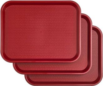 OEM Juego De 3 Bandejas Rectangulares De Pl&aacute;stico Para Servir - Bandejas Para Comida R&aacute;pida/comedor - Bandeja Para Desayuno - Roja
