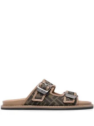 Fendi Brown Logo Sandals