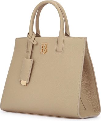 Burberry Grain Leather Top Handle Bag - Beige