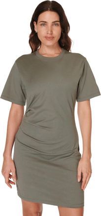 Sweaty Betty Easy T-Shirt Dress Womens Green 100% Cotton Ruched FROG474