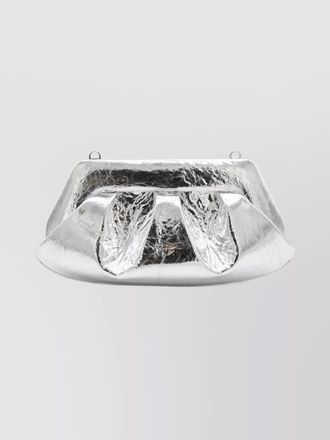 Themoirè metallic finish structured clutch bag with handle