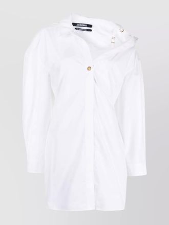 Jacquemus cotton asymmetric-neck slim-fit mini shirtdress