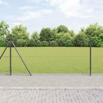 vidaXL Vidaxl - Reja Con Postes Gris 0.8 X 100 M Acero Recubierto De Pvc