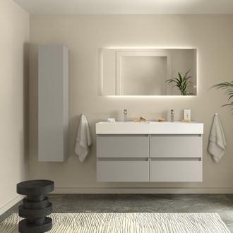 Cygnus Bath Mueble De Ba&ntilde;o Bequia 120cm Gris Mate 2 Cajones Lavabo Veneto 2 Pozas Porcelana