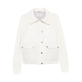 Brunello Cucinelli Knit-Insert Down Jacket - Dames - Jassen - Wit - Maat: L