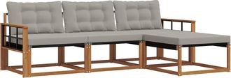 vidaXL Conjunto De Sof&aacute;s De Exterior 4 Uds. Natural Y Gris Claro Vidaxl