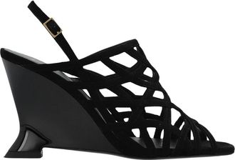 Balmain Wedge Cage Sandalen - Dames - Sleehakken - Zwart - 36 EU - Leer - Schoenen