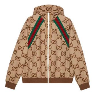 Gucci Jumbo GG Zip Jacket With Web Beige Ebony 713974-XJETI-2270