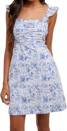 Wishlist Womens Floral Ruffle Sleeve Dress In Blue/white