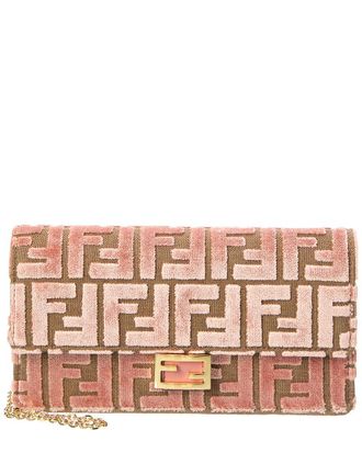 Fendi Fendi Baguette Ff Velvet & Leather Wallet On Chain