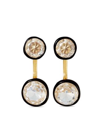Roxanne Assoulin Diamond Girl float earrings - women - Gold Plated Metal/glass/Enamel - One Size - Black