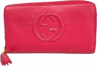 Gucci Pink Leather Long Wallet (Bi-Fold) (Pre-Owned)