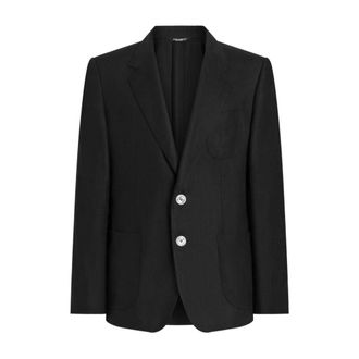 Dolce & Gabbana Jassen, Heren, Zwart, L, Linnen, Zwarte Linnen Portofino Jassen