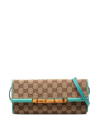 Gucci 2000-2015 GG Canvas Bamboo Bar crossbody bag - women - Canvas/Calf Leather/Leather - One Size - Blue