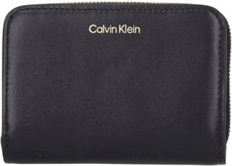 Calvin Klein Leren Portemonnee met Rits en Binnenvakken - Dames - Portefeuilles - Zwart - ONE Size - Leer - Accessoires