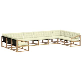 vidaXL Conjunto De Sof&aacute;s De Exterior Con Coj&iacute;n 10 Pcs Blanco Y Crema Vidaxl