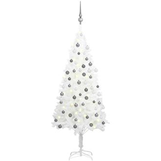vidaXL Vidaxl - Rbol De Navidad Preiluminado Con Luces Y Bolas Blanco 120 Cm